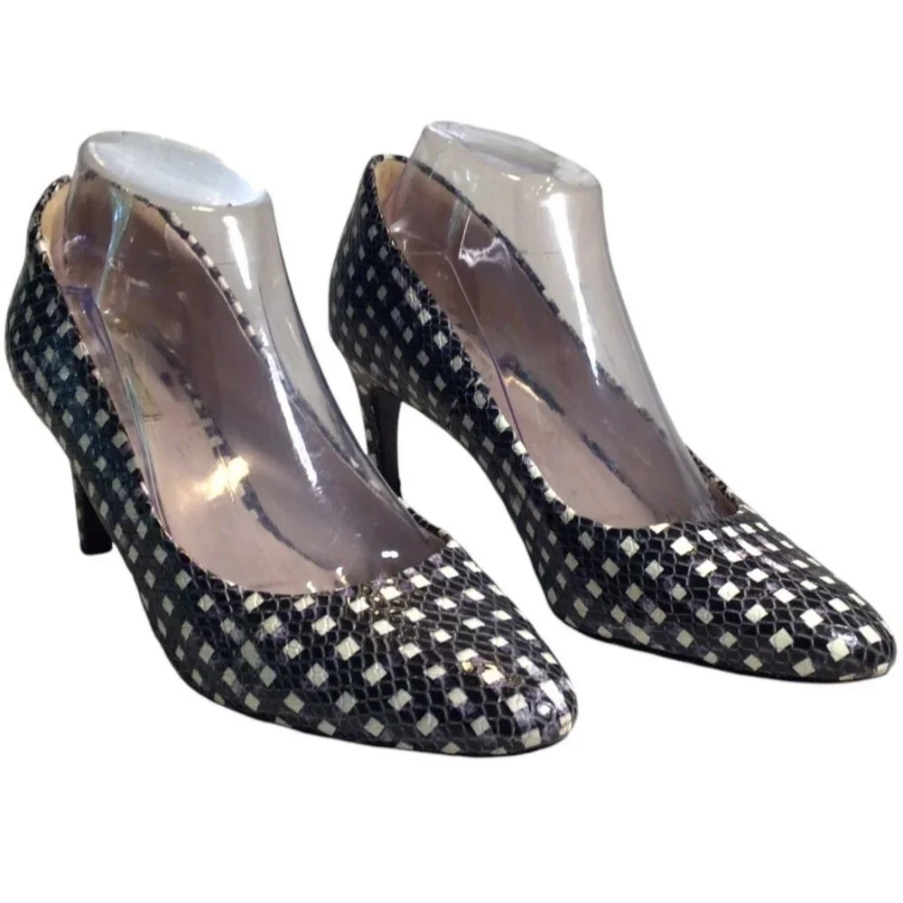 COLE HAAN 8 Eliza Grand Dress Pumps Snakeskin Embossed Leather Twee Corp Core - Picture 4 of 9